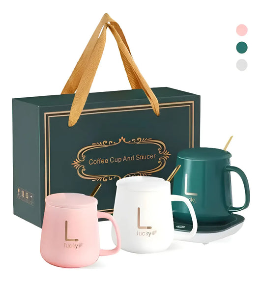 Set De Base Calentadora De Tazas Con Mug Y Mezclador Eléctrico